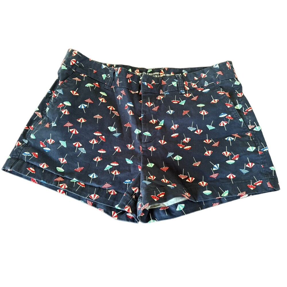 Khakis By GAP Womens Size 12 City 3 Inch‎ Shorts Dark Blue Umbrella Summer Beach
